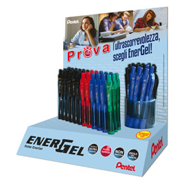 0100941 Expo 60pz roller Energel X a scatto punta 0.7mm colori ass. PENTEL