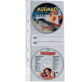 10 buste forate atla cd2 12,5x30cm per 2cd/dvd