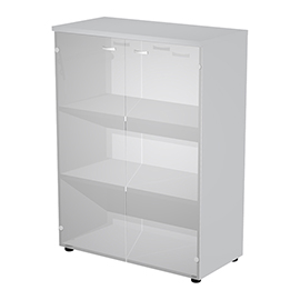 Armadio modulare - a 2 ante vetro - 90 x 44 x 123 cm - grigio