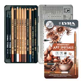 Astuccio metallo assortimento 12 matite rembrant art special schizzo lyra