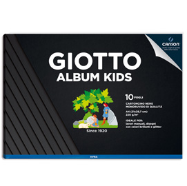 Album kids cartoncino nero 5+ f.to a4 220gr 10fg giotto