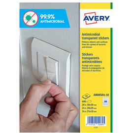 Adesivo quadro antimicrobico in poliestere trasparente - 10 fogli a4 (68 et/fg) - avery