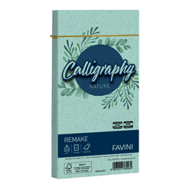 Busta calligraphy remake -  110 x 220 mm - 120 gr - aquamarina - favini - conf. 25 pezzi