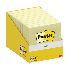 Blocco foglietti post it   - 76 x 76 mm - giallo canary - 100 fogli - post it  - conf. 10 blocchi