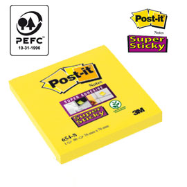 Blocco 90foglietti post-it®super sticky 654-s 76x76mm giallo oro