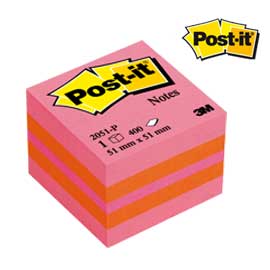 Blocco minicubo 400foglietti post-it® 51x51mm 2051-p rosa/arancio