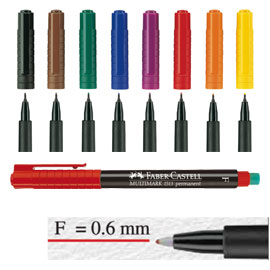 Busta 8 colori pennarello multimark 0,6mm fine faber-castell