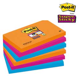 Blocco 90foglietti post-it®super sticky 76x127mm 655-6ss-eg bangkok