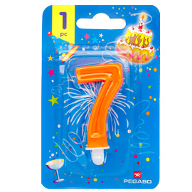 Blister candelina n°7 arancio fluo 7cm pegaso