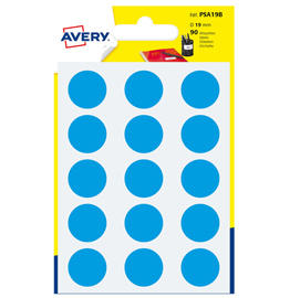 Blister 90 etichetta adesiva tonda psa blu Ø19mm avery