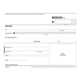 Blocco ricevute di pagamento per attività sportive dilettantistiche - 50 copie - autoricalcanti - 11,5x16,5 cm - 1625800 - flex