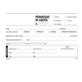 Blocco permessi d'uscita - 50 copie - autoricalcanti - 10x16,8cm - 1626c0000 - flex