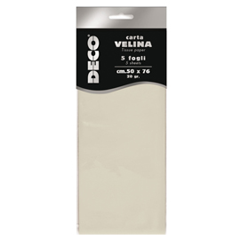 Busta 5 fogli carta velina 20gr 50x76cm avorio cwr