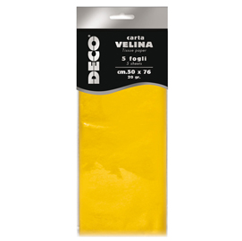 Busta 5 fogli carta velina 20gr 50x76cm giallo cwr