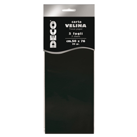 Busta 5 fogli carta velina 20gr 50x76cm nero cwr