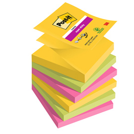 Blocco foglietti super sticky z-notes - r330-6ss-carn - 76 x 76 mm - 90 fogli - colori asssortiti -  post-it  - conf. 6 pezzi