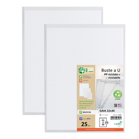 Buste forate a u gaia - pp riciclato - buccia - 22 x 30 cm - sei rota - conf. 25 pezzi