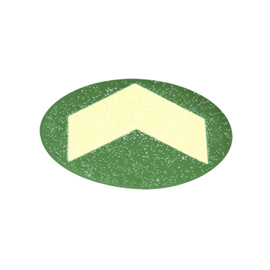 Bollo con freccia fotoluminescente adesiva - diametro 6 cm - giallo/verde - Cartelli Segnalatori