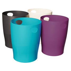 Cestino gettacarte ecobin - linea titane - 15 l - colori assortiti - exacompta - set 8 pezzi