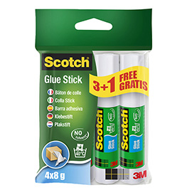 Colla stick - permanente - 8 gr - scotch - promo pack 3+1 pezzi