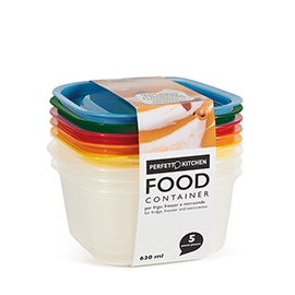 Contenitori alimenti – 150 x 137 x 69 mm – 630 ml - pp - perfetto – conf. 5 pezzi