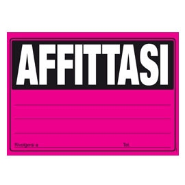 Cartello affittasi 24x33cm colori ass giallo-verde-arancio-fuxia e9203 edipro