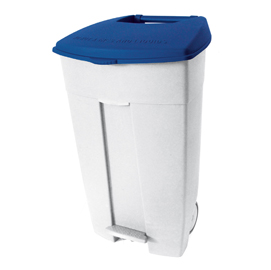 Contenitore mobile a pedale 120lt bianco/blu contiplast