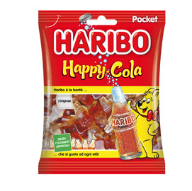 Caramelle gommose happy cola - f.to pocket 100 gr - haribo