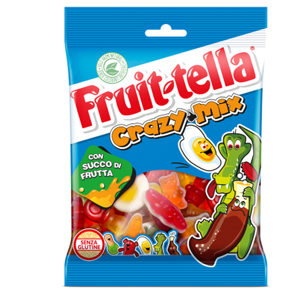 Caramella gommosa - crazy mix - formato pocket 90 gr - fruit-tella