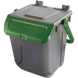 Contenitore portarifiuti ecology - con sportello e maniglione - 25 l - grigio/verde - mobil plastic