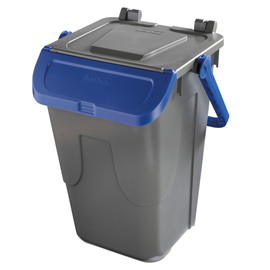 Contenitore portarifiuti ecology - con sportello e maniglione - 35 l - grigio/blu - mobil plastic