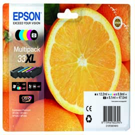 Conf. 5 cartucce ink xl multipack 1 per colore 33 arance
