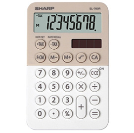 Calcolatrice tascabile el 760r, 8 cifre, 2 colori design, beige - bianco