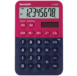 Calcolatrice tascabile el 760r, 8 cifre, 2 colori design, rosso - blu
