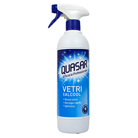 Detergente per vetri in spray quasar - con alcool - flacone da 580 ml - quasar