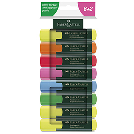 Evidenziatore textliner 48 - punta a scalpello -  tratto 1,0-3,0-5,0mm - colori assortiti - faber-castell - 8 pezzi