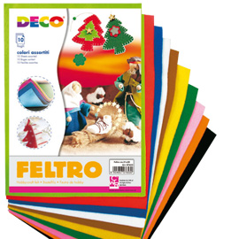 Feltro colorato 21x30cm colori assortiti conf.10 fogli cwr