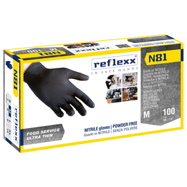 Guanti in nitrile n81 - tg s - nero - reflexx - conf. 100 pezzi