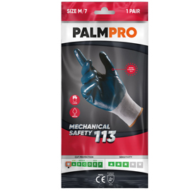 Guanti mechanical safety palmpro 113 - per ambienti oleosi - taglia m - grigio/blu - icoguanti