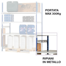 Kit 3 ripiani in metallo 100x60cm