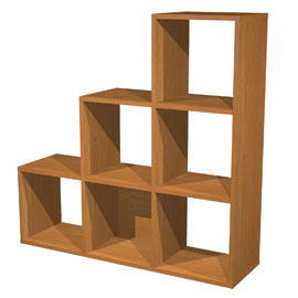 Libreria 6 caselle a scalare 104x29,2cm-h103,9cm noce chiaro - rainbow