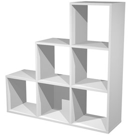 Libreria 6 caselle a scalare 104x29,2cm-h103,9cm grigio alluminio - rainbow