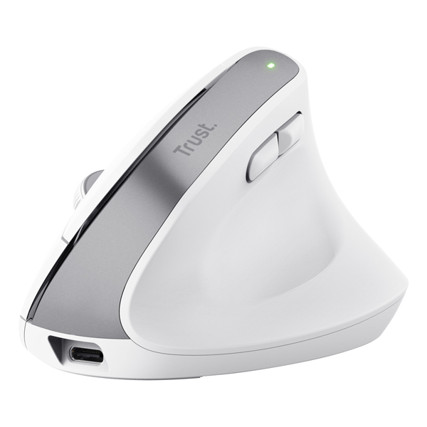 Mouse ergonomico bayo+ wireless - bianco - trust