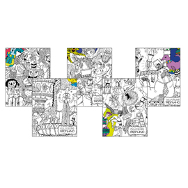 Maxiquaderno a4 colouring book kids 80 rigo di 1a 38fg+2 80gr fabriano