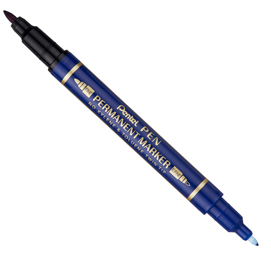 Marcatore permanente twin tip doppia punta f/ef blu pentel