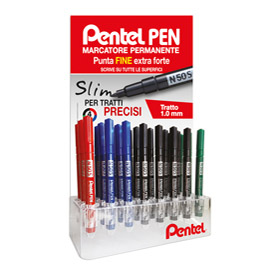 Marcatore permanente pen slim - colori assortiti - pentel - expo 12 pezzi