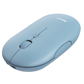 Mouse puck - ultrasottile - wireless - ricaricabile - azzurro - trust