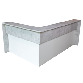 Modulo reception angolare welcome in - c/scrivania - 223 x 163 x 109 cm - bianco/cemento - linekit