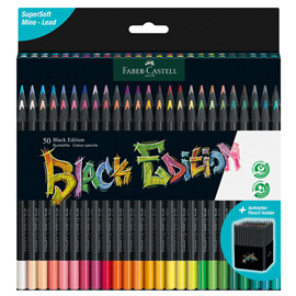 Matite colorate triangolare black edition - colori assortiti - faber-castell - conf. 50 pezzi