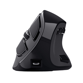 Mouse wireless ergonomico voxx - ricaricabile - nero - trust